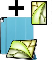 Hoes Geschikt voor iPad Air 2024 (11 inch) Hoes Luxe Hoesje Book Case Met Screenprotector - Hoesje Geschikt voor iPad Air 6 (11 inch) Hoes Cover - Lichtblauw
