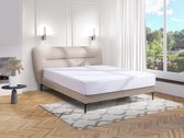 Bed 160 x 200 cm - Leer - Taupe - Met matras - JODALA L 214 cm x H 112 cm x D 235 cm