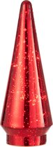 J-Line decoratie Kerstboom - glas - rood - LED lichtjes - large