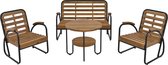 Merax Gartenmöbel-Set für 4 Personen,4-tlg. Sitzgruppe mit Sofa, 2 Stühle und 1 Tisch(Kissen nicht enthalten),Terassenmöbel Gartenlounge Balkonmöbel ,Akazienholz, Schwarz + Natur