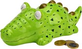 G. Wurm Spaarpot voor kind/volwassenen - Dieren thema Krokodil - keramiek - groen - 22 x 8 x 11 cm