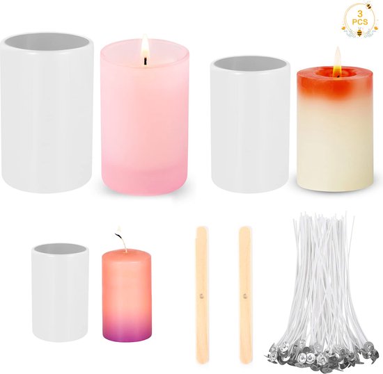 Moules à Bougies Silicone Moules à Bougies Cylindriques En Silicone Lot De 5 Tailles Pour Bougies Piliers