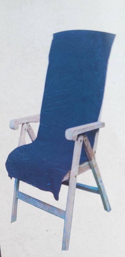 Kussenbeschermer donkerblauw tuinstoel 60x130 cm - Badstof handdoek voor tuinstoel - blauwe tuinstoelhanddoek - stoelhoes