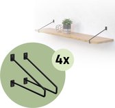 ML-Design 8 stuks plankbeugel 265 mm, zwart, gemaakt van staal, haarspeld plankbeugels, zwevende plankbeugel, haarspeld wandbeugel, planksteun voor wandmontage, industriële wandplank, wandbeugel