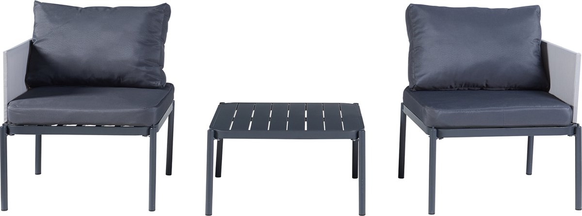 Tuinset Accettura 3-delig tuintafel met 2 tuinstoelen grijs casa.pro