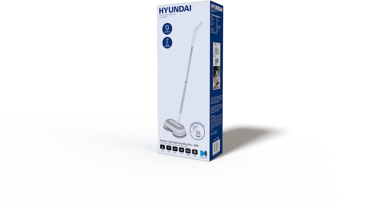 Hyundai Elektrische Dweil Draadloos – Vloerreiniger met Dubbele Roterende Koppen, Sprayfunctie, Oplaadbare Accu, Stil en Wendbaar Dweilsysteem – Elektrische Mop voor Laminaat, PVC, Tegels en Houten Vloeren – Feather PRO – foto 8
