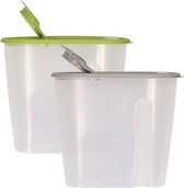 Voedselcontainer strooibus - groen en grijs - 1,5 liter - kunststof - 19 x 9,5 x 17 cm