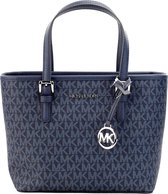 Navy Top Zip Tote Bag Met Meerdere Vakken