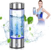 Waterstof generator - 1500ppb - H2 + Hydrogeen - 450ML Watergenerator - Waterfles van glas - Gezond water - Elektrische waterfilter fles - Zilver Roestvrij Staal Design - Draagbare Drinkfles