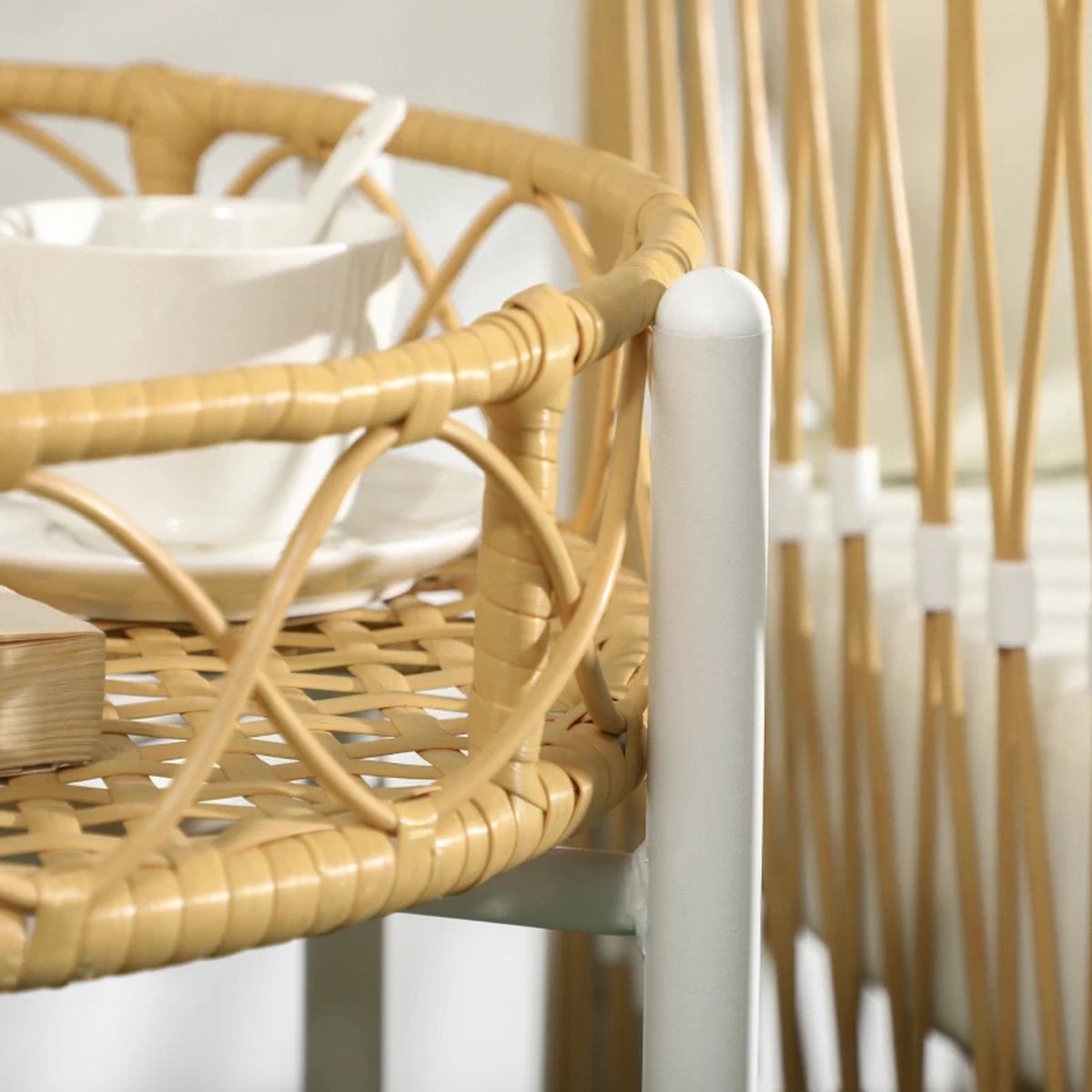 Balkonset 2 personen - Tuinset - Bistroset - Creme - 3 delig - Tuintafel en 2 stoelen - 2 personen - Gecoat staal - Onderhoudsvrij staal – foto 5
