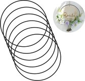 Set van 6 metalen ringen om te knutselen, metalen ring zwart 25 cm, kransringen, decoratieve ringen, grote dromenvanger, macrame-ringen, voor doe-het-zelf bloemenhoepel, dromenvanger, bruiloftskrans, muurhanger