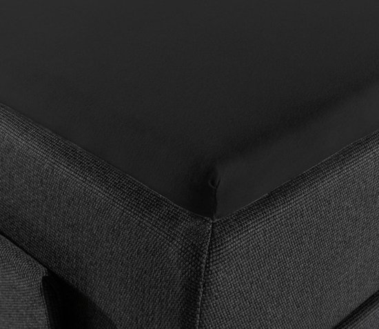 Droomtextiel Topper Hoeslaken Dubbel Jersey Zwart - 160x220 cm - 100% Zacht Katoen