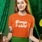 Dames Oranje Koningsdag T-shirt - Maat XL - Tekst Oranje T-shirt