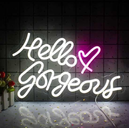 LED - Hello Gorgeous - Neon - Sign - USB - Licht