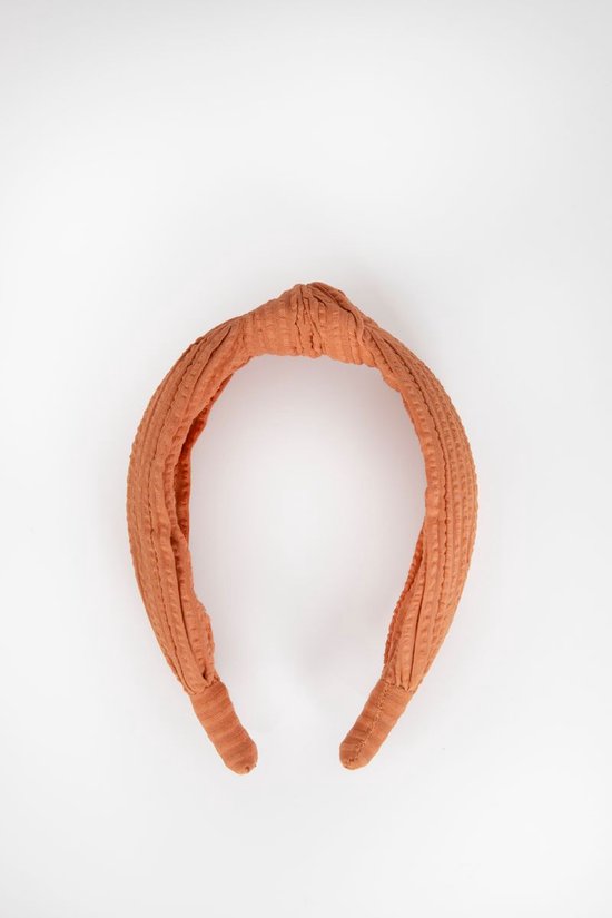 Sissy-Boy - Oranje seersucker haarband met knoopdetail