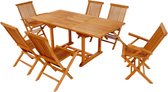 Concept-U - Rechthoekige tafel 4 stoelen en 2 geoliede teak fauteuils LUBOK