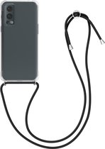 kwmobile telefoonhoesje geschikt voor OnePlus Nord 2 5G - Hoesje met telefoonkoord - Back cover in zwart / transparant