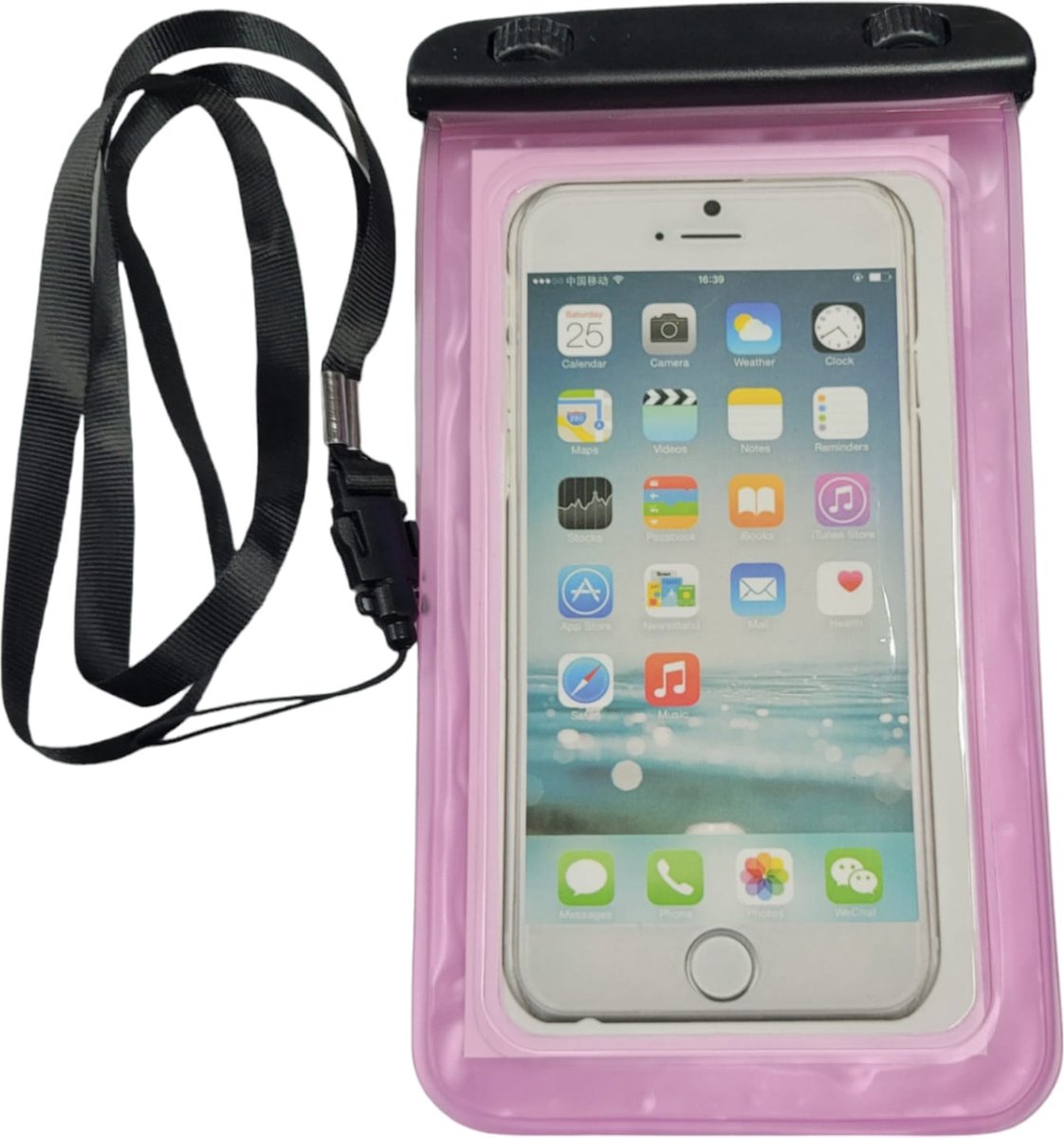 onderwater hoesje telefoon transparant - telefoontasje - universele waterdichte telefoonhoesjes - waterdichte telefoonzakje - waterdichte tas - roze / transparant - oDaani