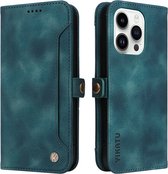 iPhone 15 Pro hoesje PU Leather Wallet Case Flip Stand Phone Cover with Outer Card Slot