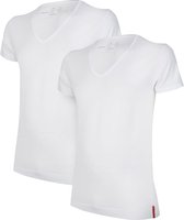 Undiemeister - T-shirt - T-shirt heren - Slim fit - Korte mouwen - Gemaakt van Mellowood - Diepe V-Hals - Chalk White (wit) - 2-pack - M