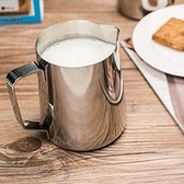 Melkkannetje, melkkan 150 ml/350 ml melkkan van roestvrij staal, melkkan roestvrij staal, melk, opschuimen, kop, koffie, melkopschuimer en latte voor cappuccino en laatté (zilver)