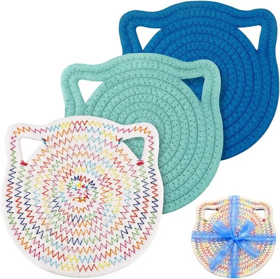 Geweven maïsschil placemats - set van 6 - natuurlijke rotan - ronde