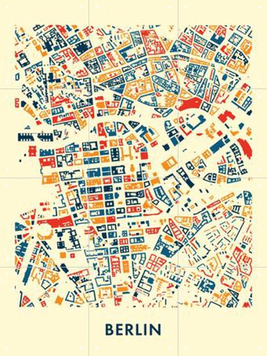 IXXI Berlin Plan de Ville en Mosaic - Décoration murale - Design Graphique - 60 x 80 cm