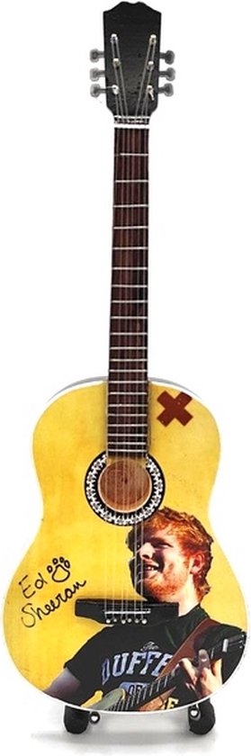 Mini Gitaar Ed Sheeran Foto 25cm Miniature- Guitar-Mini -Guitar- Collectables-decoratie -gitaar-Gift--Kado- miniatuur- instrument-Cadeau-verjaardag