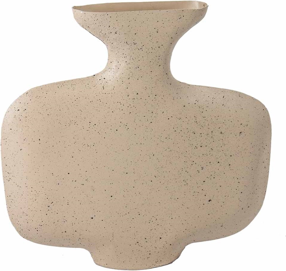 homebound by ky Metalen vaas zand dots | 15,5x31x30cm | metalen bloemenvaas zandkleurig met dots Beige