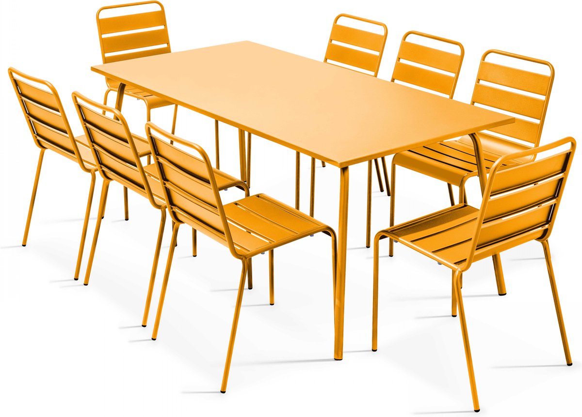 Oviala - Tuinset met tafel en 8 gele stoelen - Palavas