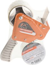 FX Tools Tape/plakband houder - inclusief 2x rollen verpakking plakband van 15 meter - breedte 5 cm