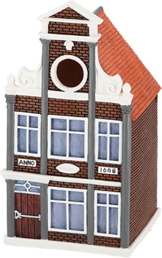 Esschert design vogelhuisje/nestkastje - bruin - grachtenpand - halsgevel