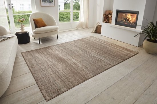 Flycarpets Terrain Designer Laagpolig vloerkleed - Jord - Crème / Beige - 160x235 cm