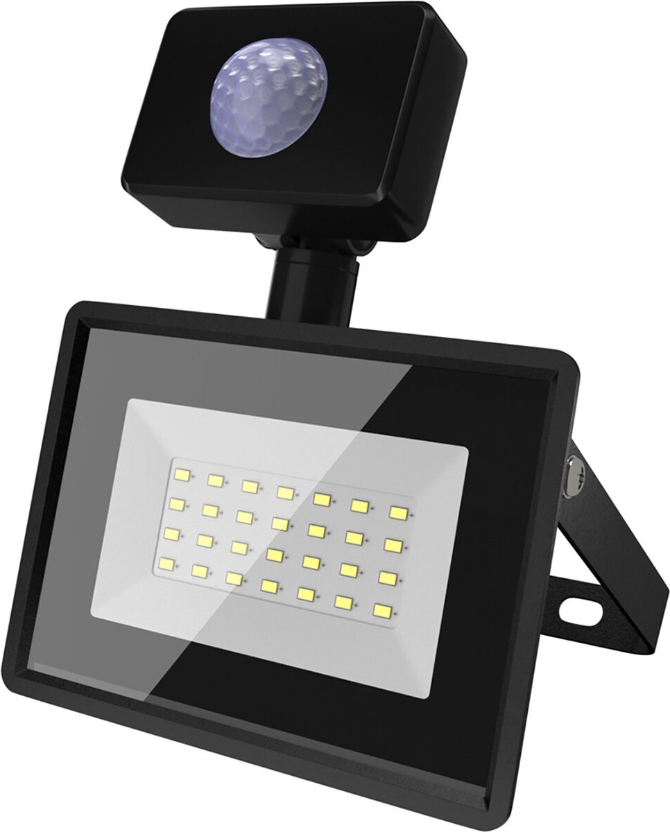 LED Breedstraler met Sensor - Velvalux Glowlit - 20 Watt - Helder/Koud Wit 6500K - Waterdicht IP65 - Flikkervrij