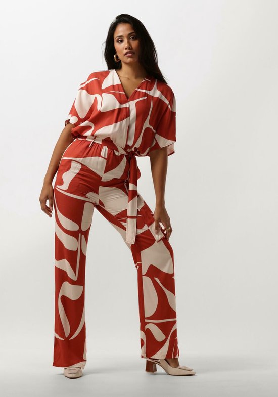 Another Label Nena Graphic Jumpsuit S/s Jumpsuits Dames - Rood