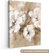 Peinture sur toile 30x40 cm - Décoration murale Fleurs - Beige - Abstrait - Moderne - Décoration murale salon - Décoration chambre moderne - Tableaux abstraits