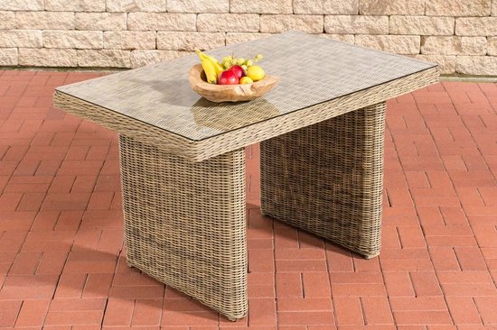 In And OutdoorMatch Premium tuintafel Yanki - tuintafel kunststof - tuintafels - tafel - Glazen tafel - 80 x 120 x 74 cm