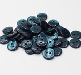 50 pièces BOUTONS POLYESTER, taille 11MM, 2 trous, couleur bleu foncé