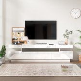TV-meubel, hoogglansafwerking, grote opbergruimte, met van kleur veranderende LED-lichtstrip