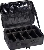 Make-uptas voor op reis met verstelbare scheidingswanden en draagbaar ontwerp in het zwart