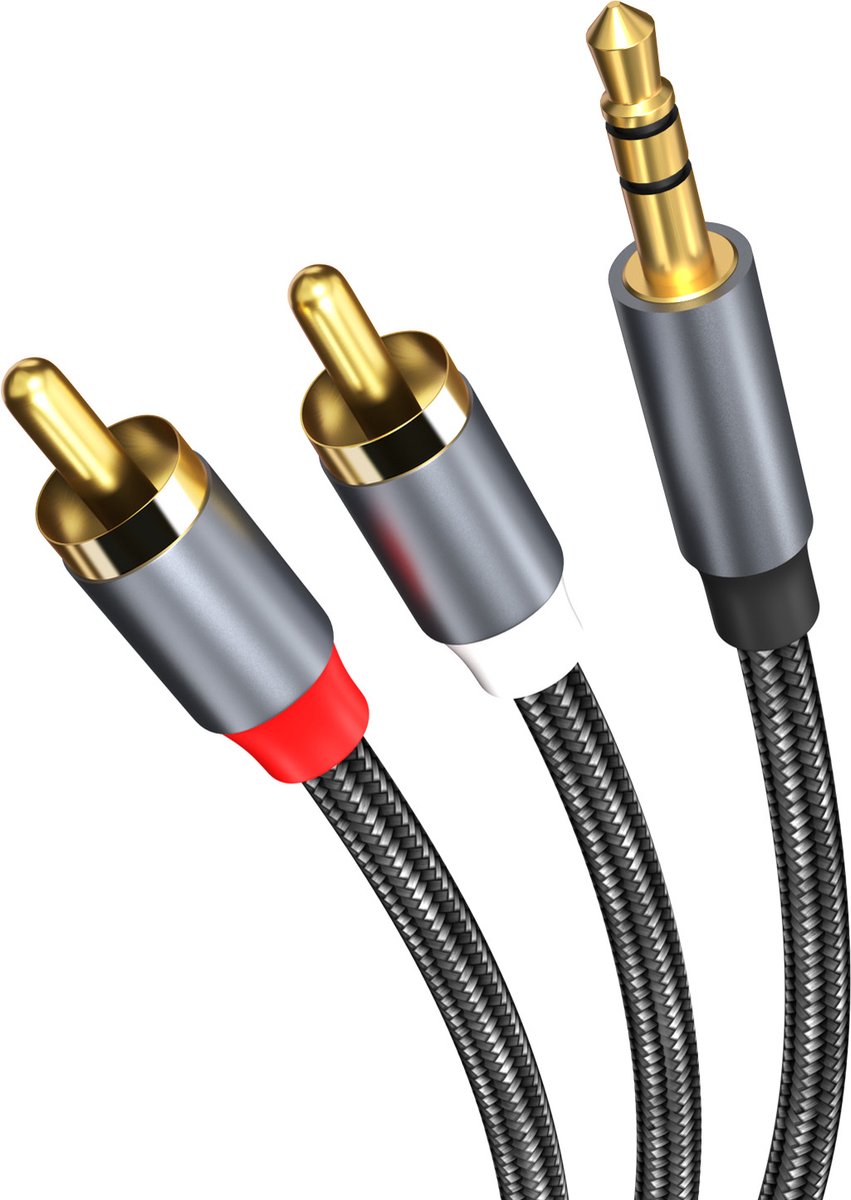 MMOBIEL RCA naar 3.5mm Aux Kabel - 3.5mm naar 2 RCA Audio Kabel - RCA Y Splitter - Hoofdtelefoon Jack Adapter 1/8 naar Tulp Audio Kabel voor Smartphones, MP3, Tablets, Speakers etc. - 1,2m