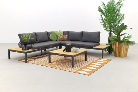 Exotan Loungeset Tuin La Vida - Teak/Metaal - Wit - 63x245x245