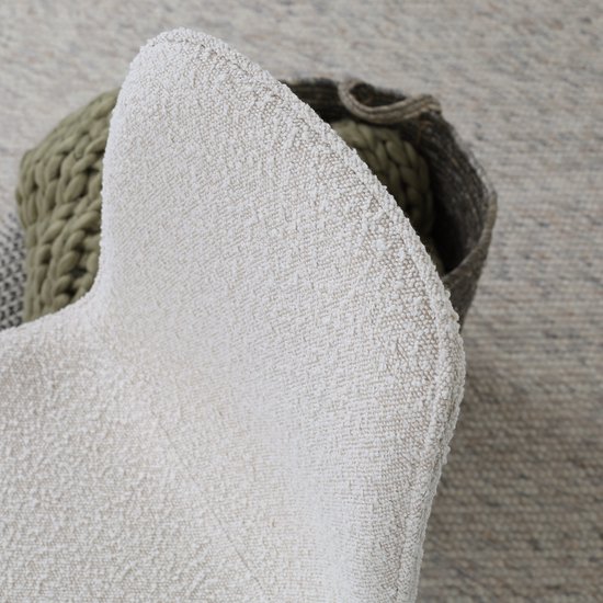 Nolon Nino-Fé Tabouret de Bar Bouclé Beige - Tissu - Piètement Zwart - 75 cm - Tabouret de Bar avec Dossier