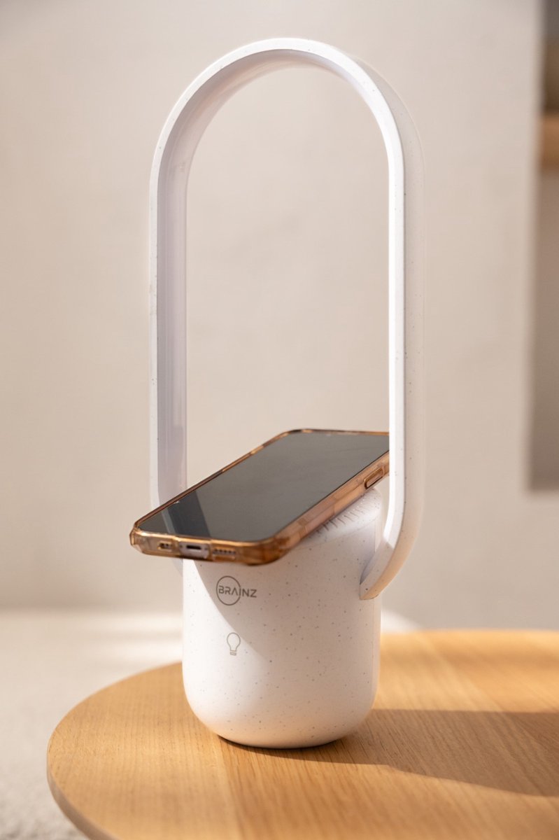 BRAINZ Draadloze tafellamp Sef - USB-C Lader - Draadloze oplader - Ovaal - Wit