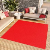 Tapiso Mono Square Vloerkleed Rood Laagpolig Vierkant Tapijt Maat- 120x120