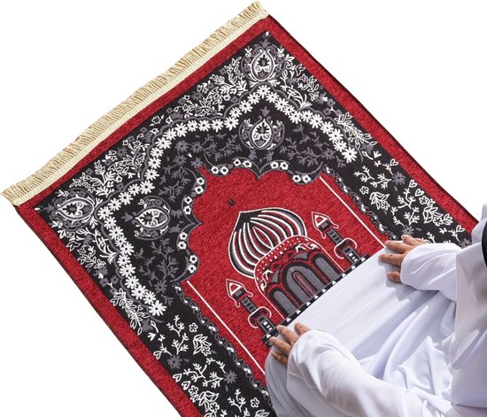 Livano Ramadan Kleed - Gebedsmat - Gebedskleed - Islam - Tapijt - Eid Mubarak - Inshallah - Rood