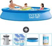 Intex Rond Opblaasbaar Easy Set Zwembad - 305 x 61 cm - Blauw - Inclusief Pomp Filters - Afdekzeil - Chloor