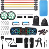 Belle Vous Portable Home Gym Fitness Board - 20-In-1 Muscle Training Exercise Equipment - Multifunctional Full-Body Workout Stand - Push-Up Bar, Ab Roller Wheels & Resistance Bands for Men & Women