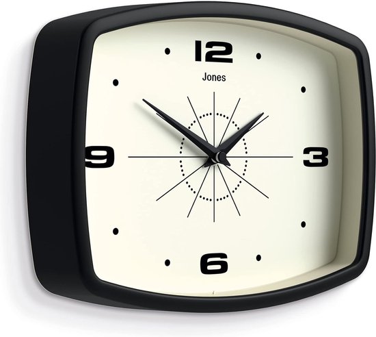 Movie Retro wandklok - vierkante klok - rechthoekige klok - keukenklok - kantoorklok - retro klok - designklok - kleurrijke kast - Arabische cijfers (zwart)