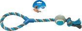 Duvoplus - Speelgoed Voor Dieren - Hond - Knoop Katoen Lus Met Tennisbal 48cm Grijs/blauw - 1st